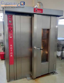 Forno rotativo em inox com carrinho duplo Supremax � g�s