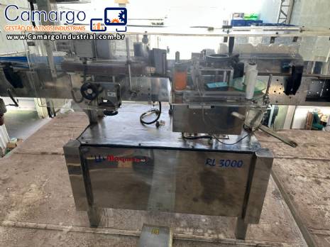 Rotuladora autom�tica em inox para frascos potes cil�ndricos planos Maqmundi